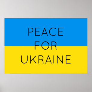    Peace For Ukraine Simple Minimal Ukrainian Flag Poster