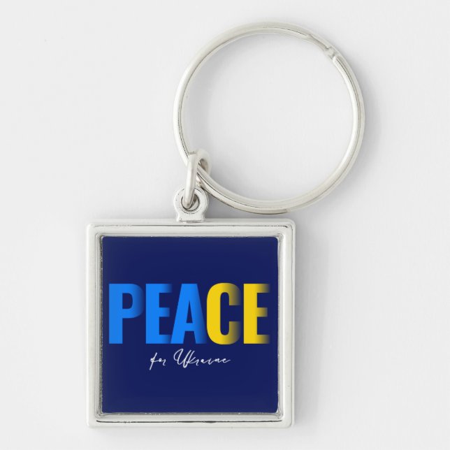 Peace for Ukraine Square Keychain (Front)