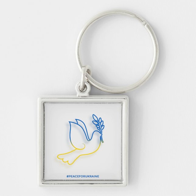 Peace for Ukraine Square Keychain (Front)