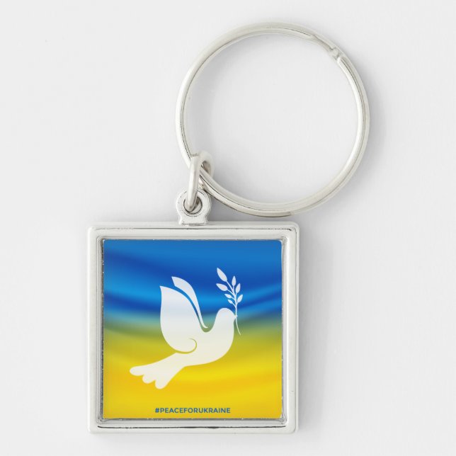 Peace for Ukraine Square Keychain (Front)