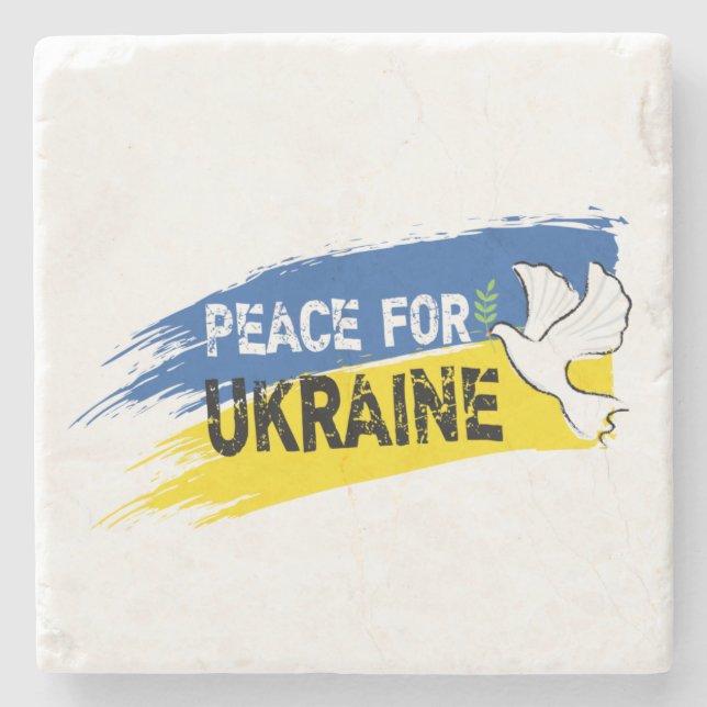 Peace for Ukraine  Stone Coaster (Front)