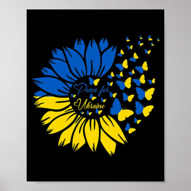 Peace For Ukraine Sunflower Ukrainian Butterfly Uk Poster (Front)