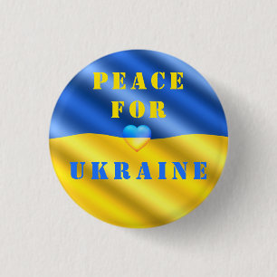 Peace For Ukraine Support Button Ukrainian Flag