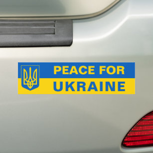 Peace For Ukraine Trident Ukrainian Flag Support Bumper Sticker