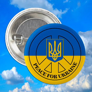 Peace for Ukraine, Ukraine Flag, Emblem 3 Cm Round Badge