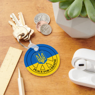 Peace for Ukraine, Ukraine Flag, Emblem  Key Ring
