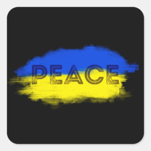 PEACE for Ukraine Ukrainian Anti War No War Square Sticker