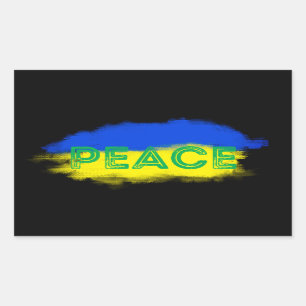 PEACE for Ukraine Ukrainian Flag Anti War No War Rectangular Sticker