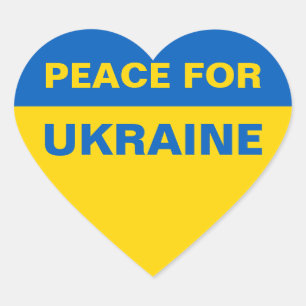 Peace for Ukraine Ukrainian Flag Heart Sticker
