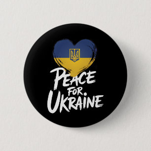 Peace For Ukraine Ukrainian Flag Heart Symbol 6 Cm Round Badge