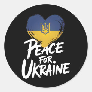 Peace For Ukraine Ukrainian Flag Heart Symbol  Classic Round Sticker