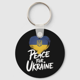 Peace For Ukraine Ukrainian Flag Heart Symbol  Key Ring