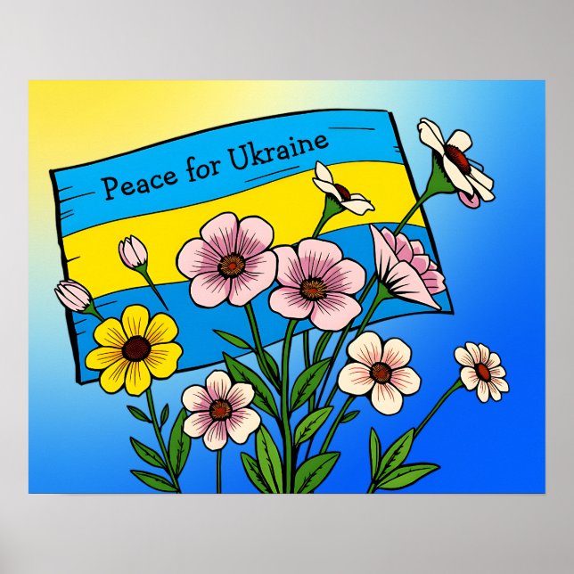 Peace for Ukraine | Ukrainian Flag Poster (Front)