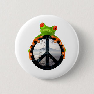 peace frog1 6 cm round badge