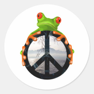 peace frog1 classic round sticker