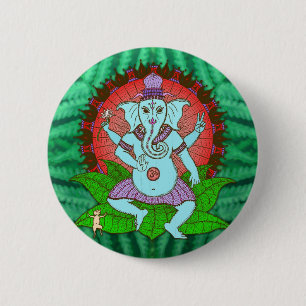 Peace Ganesh Dancing 6 Cm Round Badge
