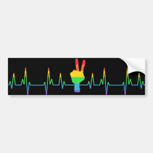 Peace Gay Heartbeat LGBT Bumper Sticker