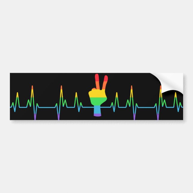 Peace Gay Heartbeat LGBT Bumper Sticker (Front)