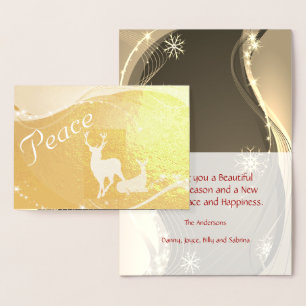 Peace Glitzy Holiday Card with Doe and Buck