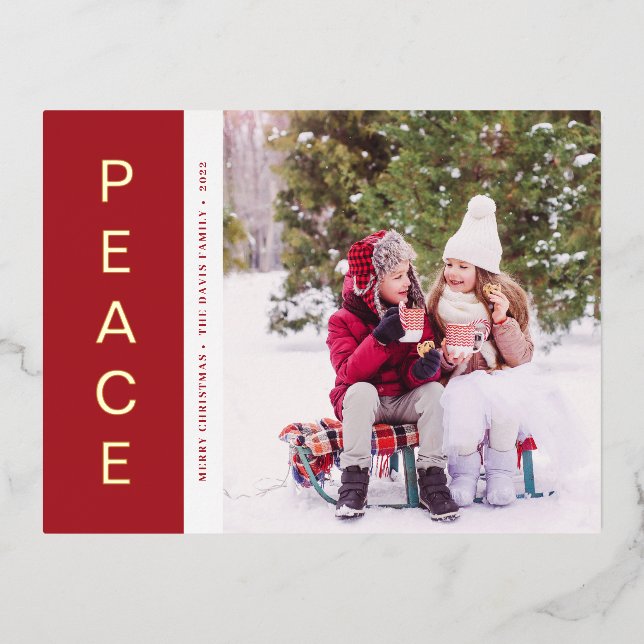 Peace Gold Foil Holiday Card (Front)