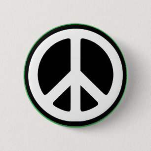 Peace Green Symbol! 6 Cm Round Badge