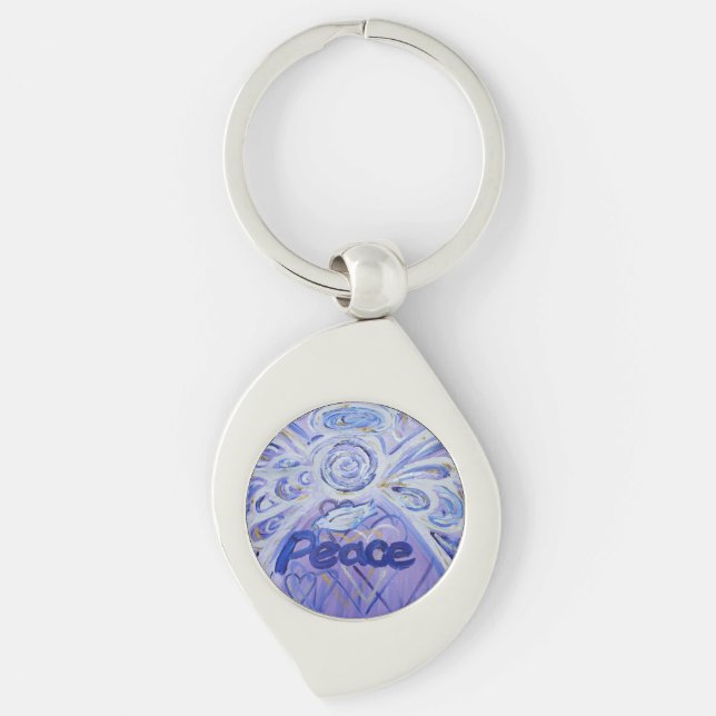 Peace Guardian Angel Word Custom Keychains (Front)