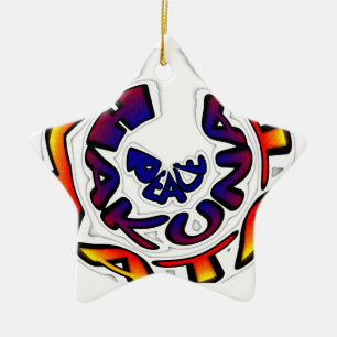 "Peace Hakuna Matata" Circular Art Print Ceramic Ornament