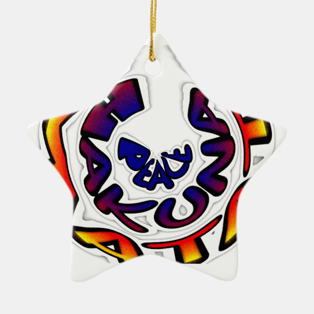 "Peace Hakuna Matata" Circular Art Print Ceramic Ornament (Front)