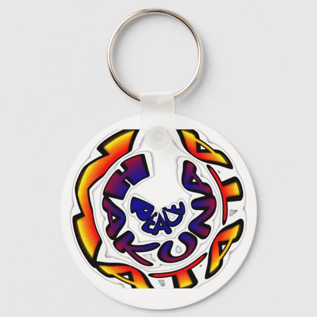 "Peace Hakuna Matata" Circular Art Print Key Ring (Front)