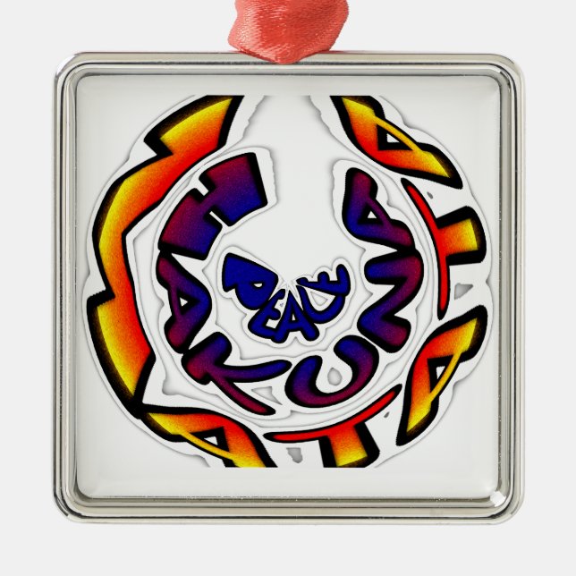 "Peace Hakuna Matata" Circular Art Print Metal Tree Decoration (Front)