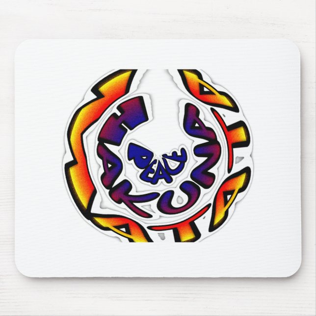 "Peace Hakuna Matata" Circular Art Print Mouse Pad (Front)