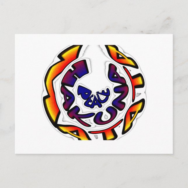 "Peace Hakuna Matata" Circular Art Print Postcard (Front)