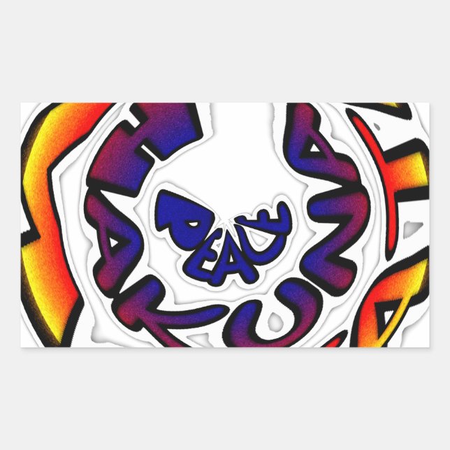 "Peace Hakuna Matata" Circular Art Print Rectangular Sticker (Front)