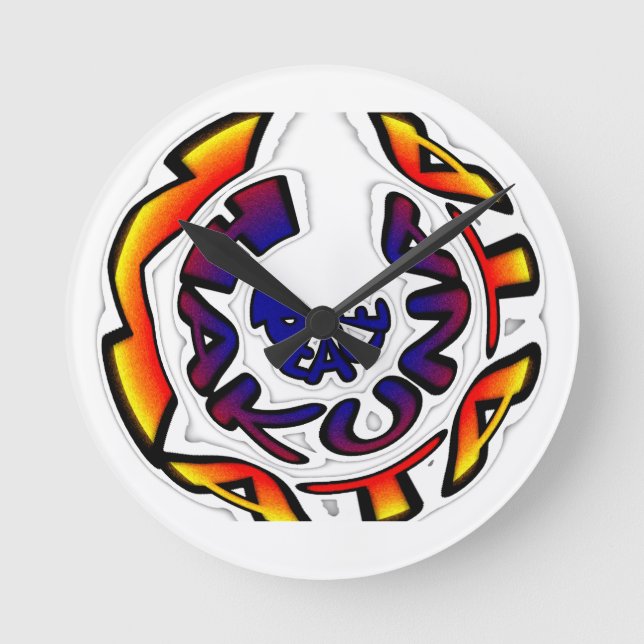 "Peace Hakuna Matata" Circular Art Print Round Clock (Front)