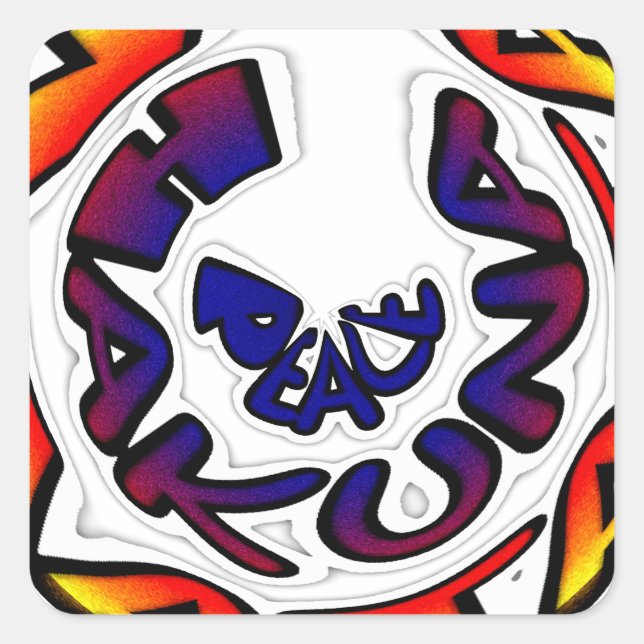 "Peace Hakuna Matata" Circular Art Print Square Sticker (Front)