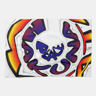 "Peace Hakuna Matata" Circular Art Print Tea Towel