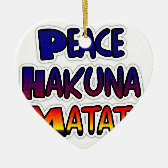 Peace Hakuna Matata Gradient Art Ceramic Tree Decoration (Front)