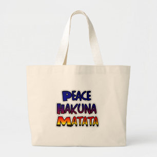 Peace Hakuna Matata Gradient Art Large Tote Bag