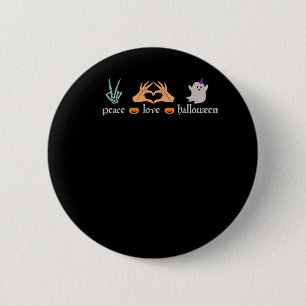 Peace Halloween Peace Sign Skeleton Witch's Hands  6 Cm Round Badge