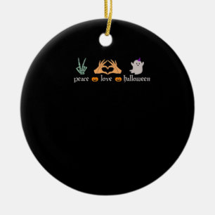 Peace Halloween Peace Sign Skeleton Witchs Hands Ceramic Ornament