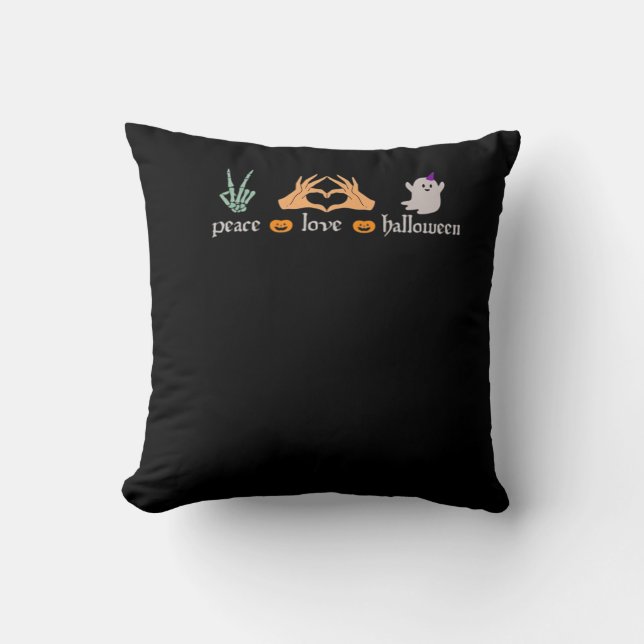 Peace Halloween Peace Sign Skeleton Witch's Hands  Cushion (Front)
