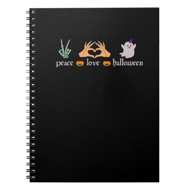 Peace Halloween Peace Sign Skeleton Witch's Hands  Notebook (Front)