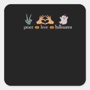 Peace Halloween Peace Sign Skeleton Witch's Hands Square Sticker