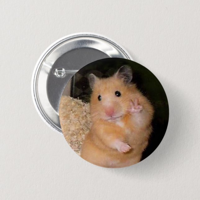 Peace Hamster Meme Pin Button (Front & Back)