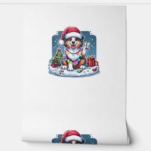 Peace Hand Australian Shepherd Christmas Lights Wo Wallpaper
