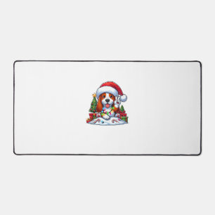 Peace Hand Basset Hound Christmas Lights Dog Women Desk Mat