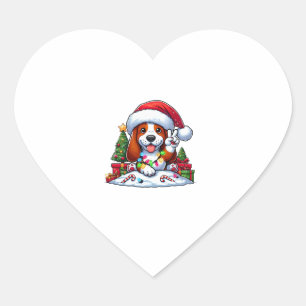 Peace Hand Basset Hound Christmas Lights Dog Women Heart Sticker