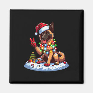Peace Hand Belgian Malinois Christmas Lights Women Magnet