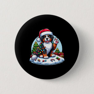 Peace Hand Bernese Mountain Christmas Lights Women 6 Cm Round Badge