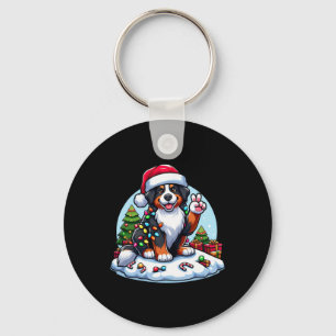 Peace Hand Bernese Mountain Christmas Lights Women Key Ring
